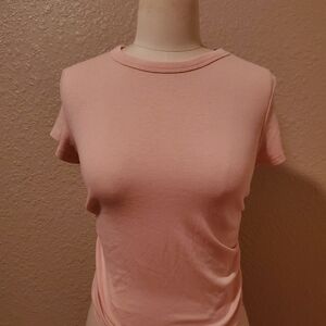 Women’s Slim Ribbed Crewneck Tee - Blush Pink